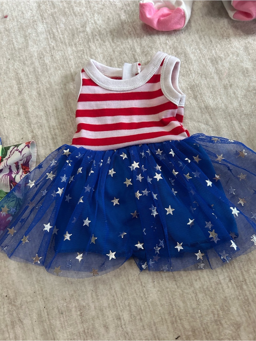 Girls Doll Clothes Bundle - Floral, Striped & Star Tulle Dresses - Picture 4 of 7
